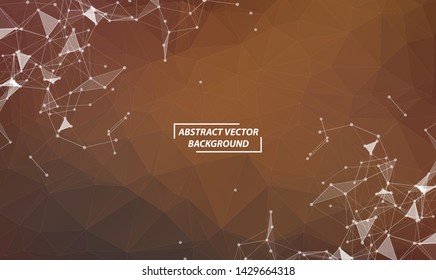 Abstract Brown Polygonal Space Background with Connecting Dots and Lines.  Connection structure. Vector science background. Polygonal vector background. Futuristic HUD background.