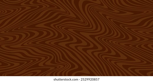Abstrakte braune psychedelische Wellen drucken Hintergrund. 1970er Trippy nahtloses Muster. Marmor Acryl Drallmuster. Flüssige Textur aus Kaffee oder Schokolade.