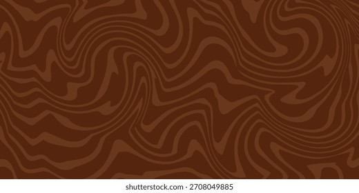 Ondas psicodélicas marrons abstratas imprimem fundo. 1970 trippy padrão sem emenda. Padrão de espiral de mármore acrílico. Textura líquida de café ou chocolate.
