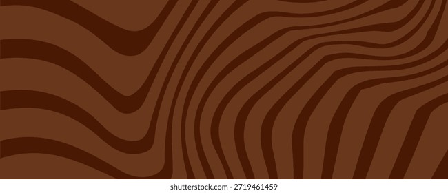 Abstract brown psychedelic waves print background. 1970s trippy seamless pattern. Marble acrylic swirl pattern. Coffee or chocolate liquid texture.