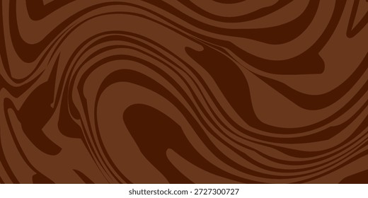 Ondas psicodélicas marrons abstratas imprimem fundo. 1970 trippy padrão sem emenda. Padrão de espiral de mármore acrílico. Textura líquida de café ou chocolate.