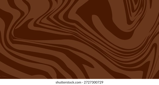Fondo de impresión de ondas psicodélicas marrón Abstractas. Modelo inconsútil trippy de los años 70. Patrón de remolino de acrílico de mármol. Textura líquida de café o chocolate.