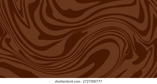 Ondas psicodélicas marrons abstratas imprimem fundo. 1970 trippy padrão sem emenda. Padrão de espiral de mármore acrílico. Textura líquida de café ou chocolate.