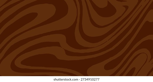 Fondo de impresión de ondas psicodélicas marrón Abstractas. Modelo inconsútil trippy de los años 70. Patrón de remolino de acrílico de mármol. Textura líquida de café o chocolate. eps10