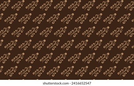 abstract brown seamless vintage floral pattern on dark brown.