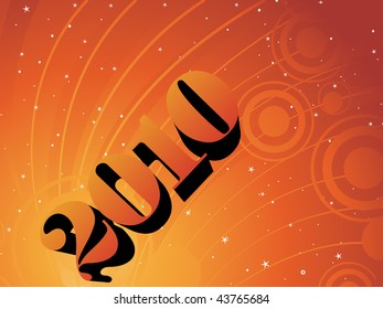 abstract brown shiny rays background with 2010