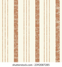 Abstract brown stripes in patina stain. Seamless pattern.Seamless print pattern design natural brown tone canvas linen stripe textured pattern with cream background.