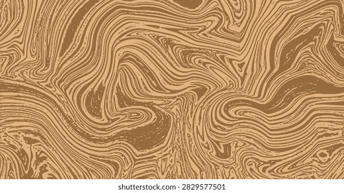 Abstract Brown Swirling Marble Pattern with Fluid Organic Wavy Lines and Elegant Beige Texture