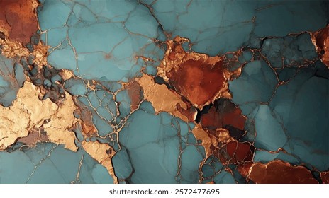 Abstract brown swirly texture. Fantasy fractal background. 3D rendering. Shellfish, stone, pearl. Brown, beige, gold, green and blue