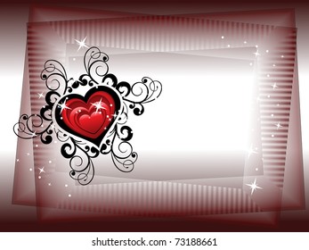 abstract brown twinkle star background with decorated heart