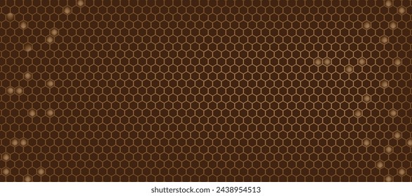 Abstract brown vector banner with hexagon grid. Seamless pattern background