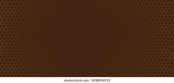 Abstract brown vector banner with hexagon grid. Seamless pattern background