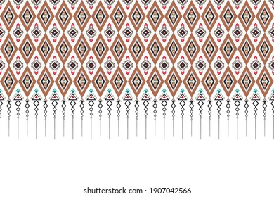 Abstract brown vertical geometric textile oriental with floral pattern traditional design for the background