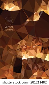 Abstract brown and warm colors triangular low poly style vector background,Vector illustration