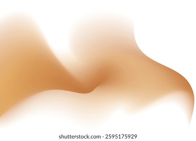 Abstract brown wave form, blurred gradient texture, isolate design element. Fluid tan shade watercolor brushstroke, blurry swirl shape. Aesthetic nude beige flowing sand decoration.