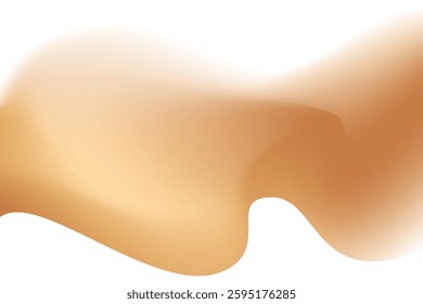 Abstract brown wave form, blurred gradient texture, isolate design element. Fluid tan shade watercolor brushstroke, blurry swirl shape. Aesthetic nude beige flowing sand decoration.