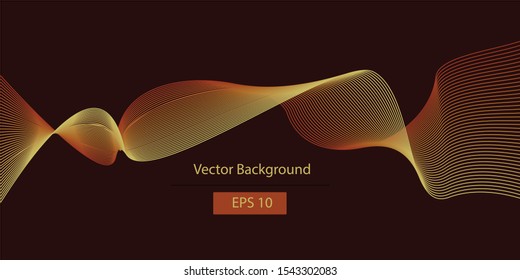 Abstract brown wave lines on dark brown color background. Can be used presentation, poster. Vector illustration. - Vector