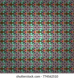 Abstract brown, white and green image with a squares. Vector illustration. Digital art abstract seamless pattern.