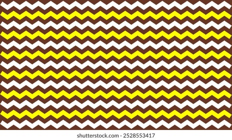 Abstract Brown, white and yellow wave pattern background design horizontal zigzag texture. It is customizable file.