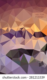 Abstract brown yellow and purple triangular low poly style vector background,Vector illustration
