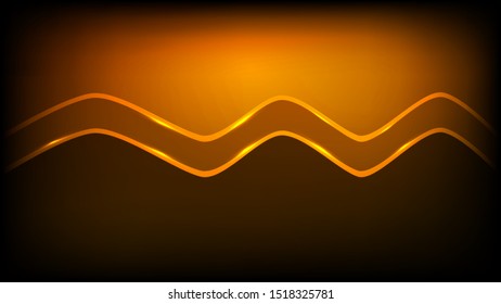 Abstract, brown-gold background with glare waves in the center.  Vector Illustration.