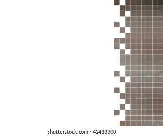 abstract brown-gray square tiles mosaic card, vector