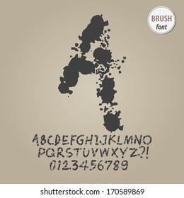 Abstract Brush Alphabet and Digit Vector