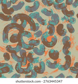 Abstract brush art, vector leopard animal skin, surrealistic animal skin, hyper textured vector hand drawn suitable for printing on surface, ready to print, trendy fresh colors black back grounded, matching colors, pastel tones, jungle theme, all over print, artistic, jaguar, exotic, repeatable perfectly seamless pattern 