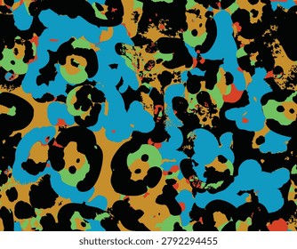 Abstract brush art, vector leopard animal skin, surrealistic animal skin, hyper textured vector hand drawn suitable for printing on surface, jungle theme cheetah jaguar mixed