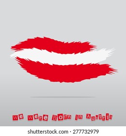 Abstract Brush Austria Flag With Text