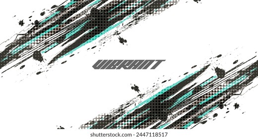 Abstract Brush Background with Blue and Gray Colors and Halftone Effect. Grunge Sports Background with Pop Art Style