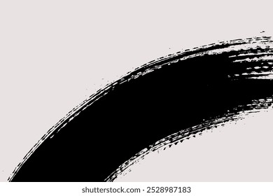 Abstract brush background with copy space for your text. Vector design. Black painted curve isolated on white. Grunge illustration in Japanese style