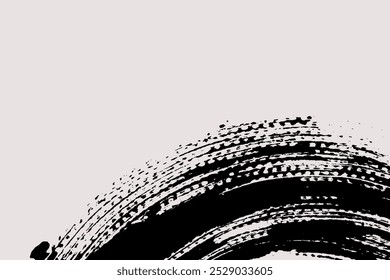 Abstract brush background with copy space for your text. Vector design. Black painted curve isolated on white. Grunge illustration in Japanese style