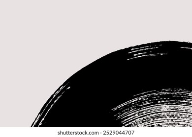 Abstract brush background with copy space for your text. Vector design. Black painted curve isolated on white. Grunge illustration in Japanese style