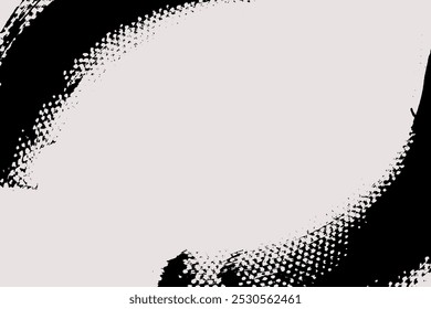 Abstract brush background with copy space for your text. Vector design. Black painted curve isolated on white. Grunge illustration in Japanese style
