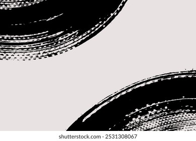 Abstract brush background with copy space for your text. Vector design. Black painted curve isolated on white. Grunge illustration in Japanese style