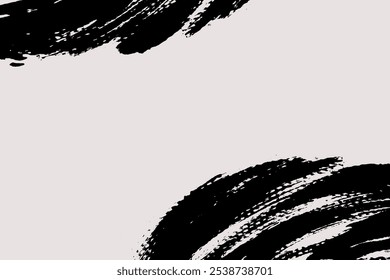 Abstract brush background with copy space for your text. Vector design. Black painted curve isolated on white. Grunge illustration in Japanese style
