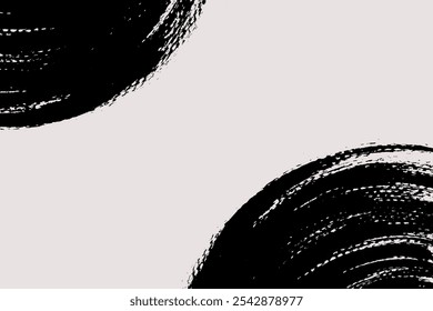 Abstract brush background with copy space for your text. Vector design. Black painted curve isolated on white. Grunge illustration in Japanese style