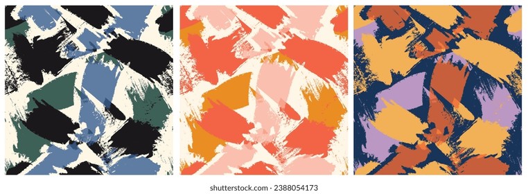 Abstract brush background design, Colorful abstract brush stroke painting seamless pattern illustration. Modern paint line background in fun summer color. Messy graffiti sketch wallpaper print