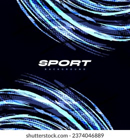 Abstract Brush Background with Halftone Effect. Sport Background with Blue Brush. Scratch and Texture Elements For Design