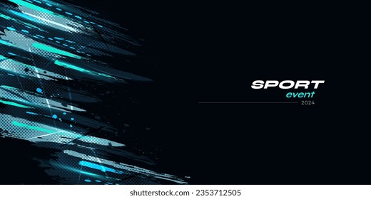 Abstract Brush Background with Halftone Style. Sport Background with Blue Brush. Scratch and Texture Elements For Design