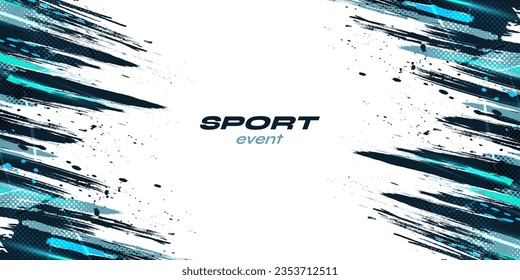 Abstract Brush Background with Halftone Style. Sport Background with Blue Brush. Scratch and Texture Elements For Design