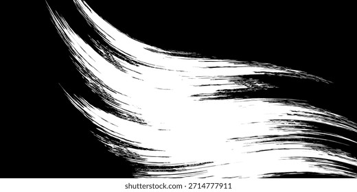 Fondo de pincel Abstractas de trazos de pincel redondos. Diseño de Vector. Curvas pintadas de negro por toda la superficie. Ilustración Grunge en estilo japonés


