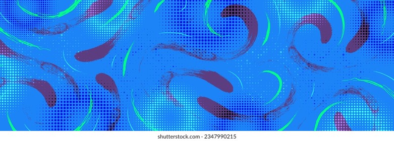 Abstract Brush Background with Sporty Style and Halftone Effect. Brush Stroke Illustration for Banner, Poster, or Sports Background. Scratch and Texture Elements For Design