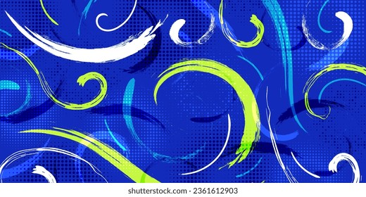 Abstract Brush Background with Sporty Style and Halftone Effect. Brush Stroke Illustration for Banner, Poster, or Sports Background. Scratch and Texture Elements For Design