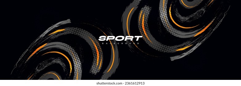 Abstract Brush Background with Sporty Style and Halftone Effect. Brush Stroke Illustration for Banner, Poster, or Sports Background. Scratch and Texture Elements For Design