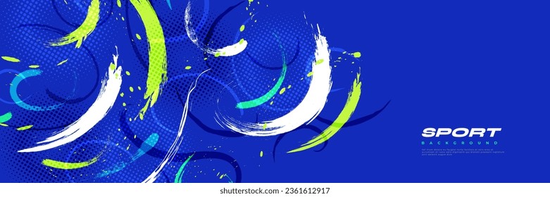 Abstract Brush Background with Sporty Style and Halftone Effect. Brush Stroke Illustration for Banner, Poster, or Sports Background. Scratch and Texture Elements For Design