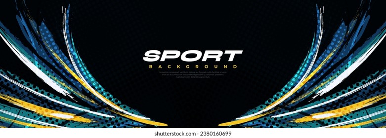 Abstract Brush Background with Sporty Style and Halftone Effect. Brush Stroke Illustration for Banner, Poster, or Sports Background. Scratch and Texture Elements For Design