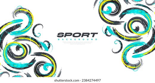 Abstract Brush Background with Sporty Style and Halftone Effect. Brush Stroke Illustration for Banner, Poster, or Sports Background. Scratch and Texture Elements For Design