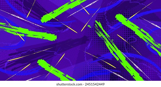 Abstrakter Pinselhintergrund mit sportlichem Stil und Halbtoneffekt. Pinselstrich Illustration für Banner, Poster oder Sport Hintergrund. Scratch und Textur Elemente für Design